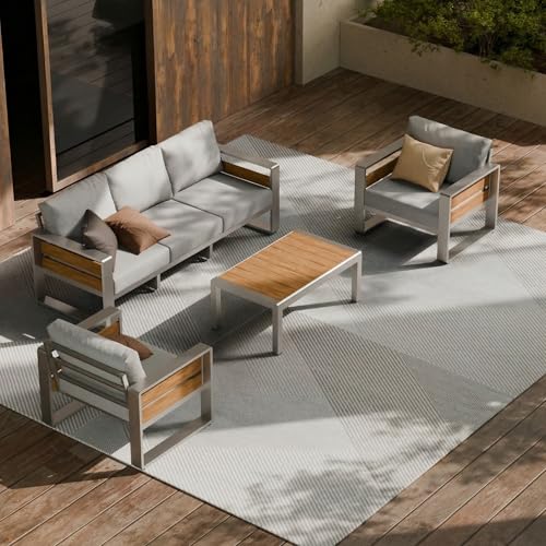 ZANDOR Aluminum Outdoor Patio Conversation Furniture Set