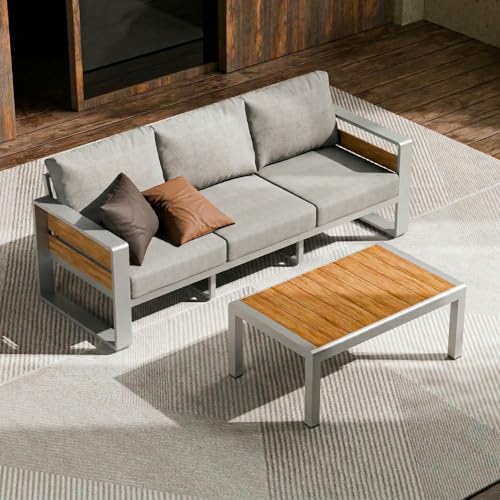 ZANDOR Aluminum Outdoor Patio Furniture - 1 Pcs 3-Seat and Coffee Table